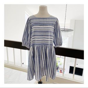 Blue & White Striped  Linen Dress